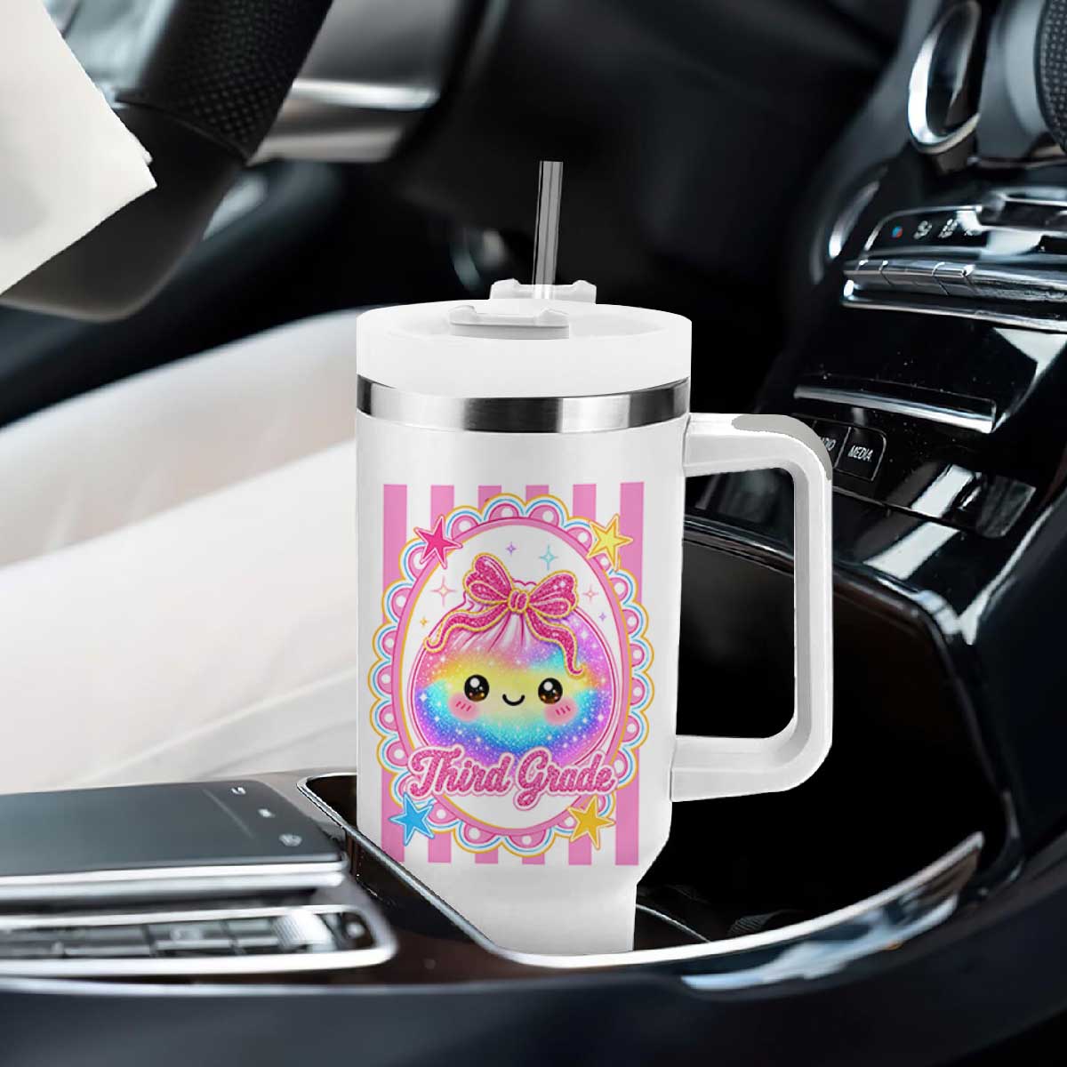 Kawaii Third Grade Glitter Dumpling Printed Graphic Tumbler With Handle Cute First Day Back To School for Students Teachers TS02 Print Your Wear