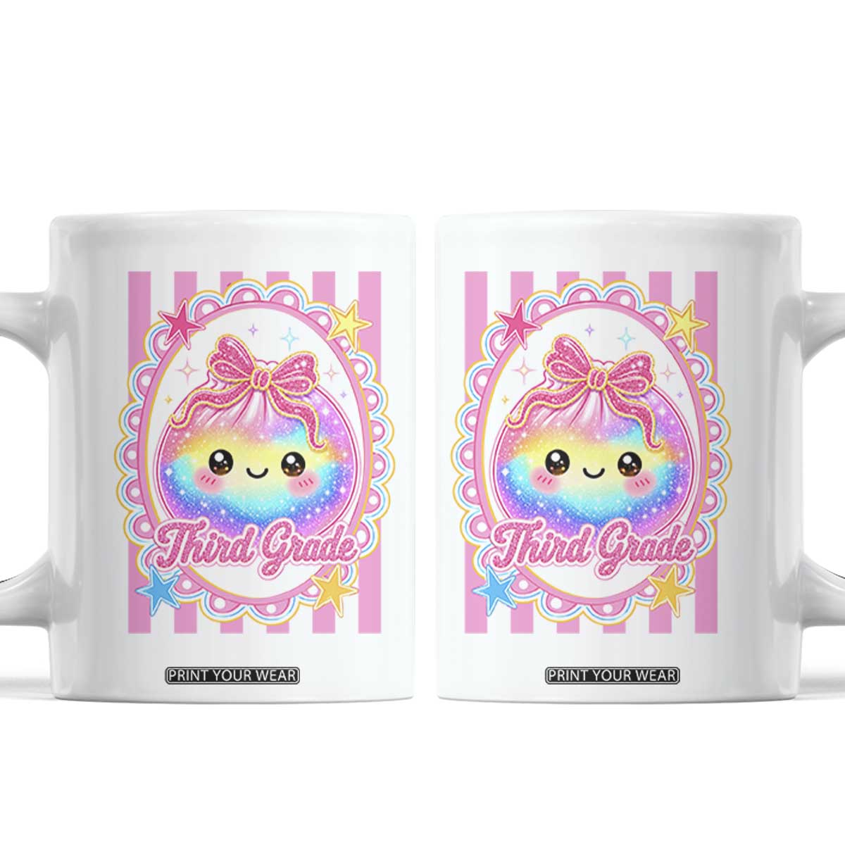 Kawaii Third Grade Glitter Dumpling Printed Graphic Coffee Mug Cute First Day Back To School for Students Teachers TS02 White Print Your Wear