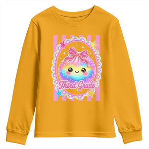 Kawaii Third Grade Glitter Dumpling Printed Graphic Youth Sweatshirt Cute First Day Back To School for Students Teachers TS02 Gold Print Your Wear