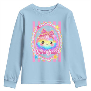 Kawaii Third Grade Glitter Dumpling Printed Graphic Youth Sweatshirt Cute First Day Back To School for Students Teachers TS02 Light Blue Print Your Wear