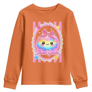 Kawaii Third Grade Glitter Dumpling Printed Graphic Youth Sweatshirt Cute First Day Back To School for Students Teachers TS02 Orange Print Your Wear