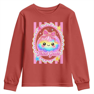 Kawaii Third Grade Glitter Dumpling Printed Graphic Youth Sweatshirt Cute First Day Back To School for Students Teachers TS02 Red Print Your Wear