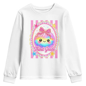Kawaii Third Grade Glitter Dumpling Printed Graphic Youth Sweatshirt Cute First Day Back To School for Students Teachers TS02 White Print Your Wear