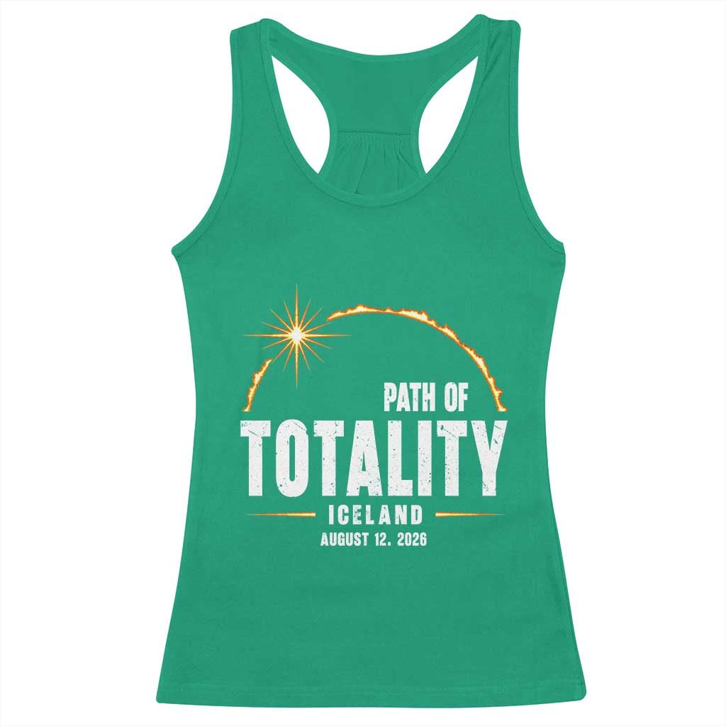 Path of Totality Iceland August 12 2026 Racerback Tank Top Total Solar Eclipse Astronomy Travel Gift TS02 Irish Green Print Your Wear
