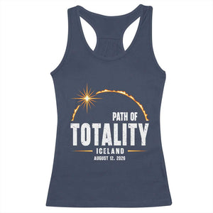 Path of Totality Iceland August 12 2026 Racerback Tank Top Total Solar Eclipse Astronomy Travel Gift TS02 Navy Print Your Wear