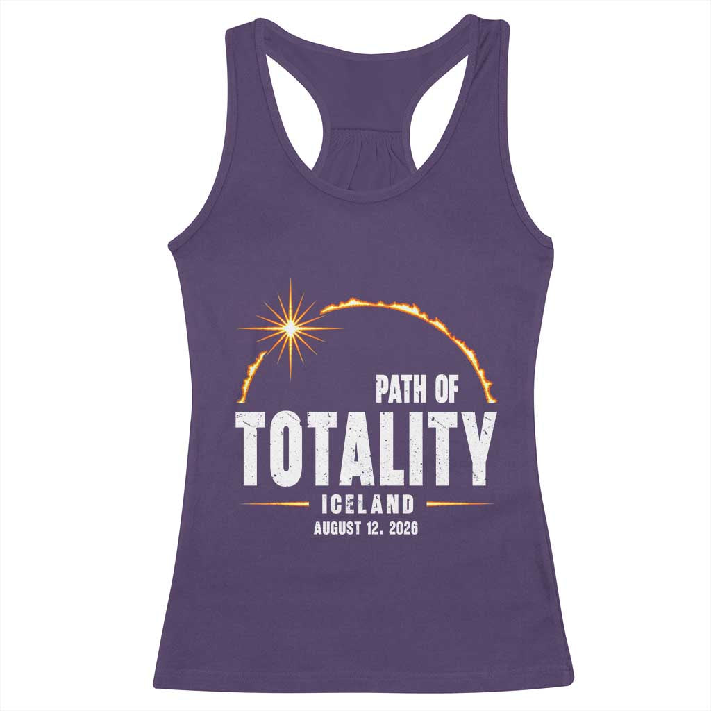 Path of Totality Iceland August 12 2026 Racerback Tank Top Total Solar Eclipse Astronomy Travel Gift TS02 Purple Print Your Wear