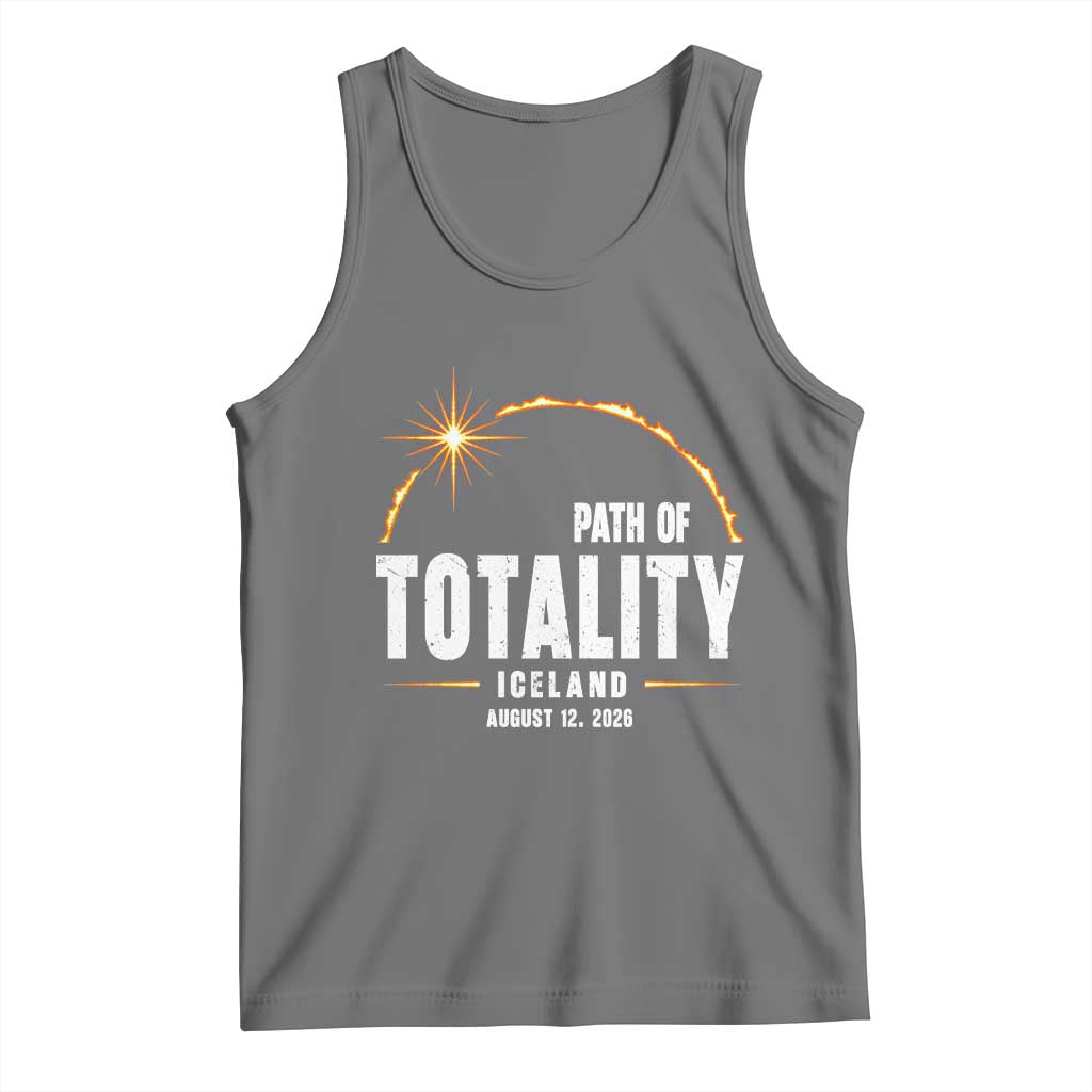 Path of Totality Iceland August 12 2026 Tank Top Total Solar Eclipse Astronomy Travel Gift TS02 Black Heather Print Your Wear