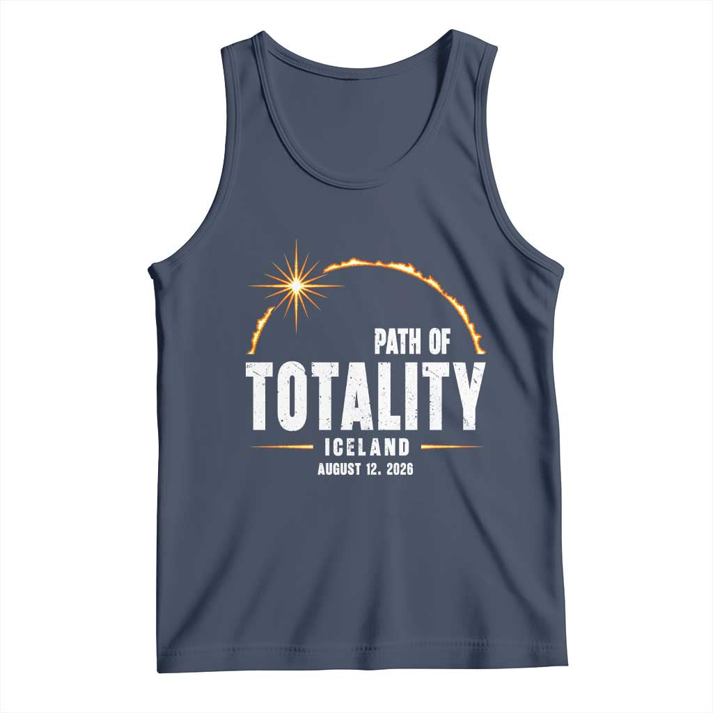 Path of Totality Iceland August 12 2026 Tank Top Total Solar Eclipse Astronomy Travel Gift TS02 Navy Print Your Wear