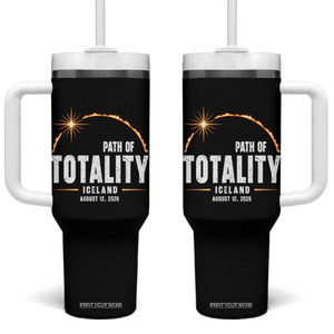 Path of Totality Iceland August 12 2026 Tumbler With Handle Total Solar Eclipse Astronomy Travel Gift TS02 One Size: 40 oz Black Print Your Wear