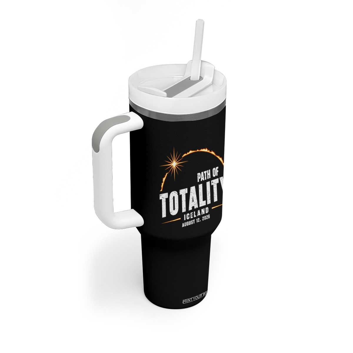 Path of Totality Iceland August 12 2026 Tumbler With Handle Total Solar Eclipse Astronomy Travel Gift TS02 Print Your Wear