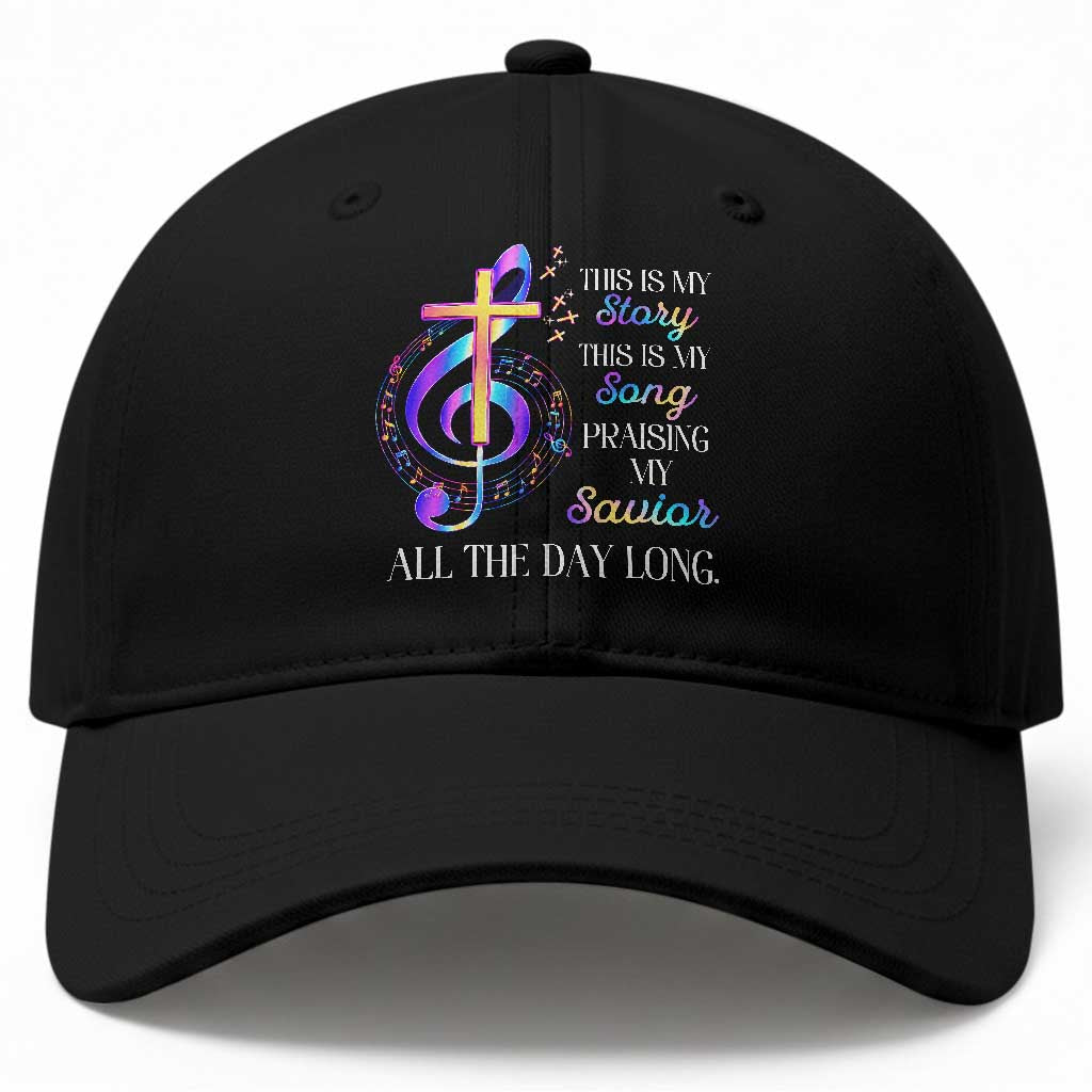 This Is My Story This Is My Song Praise Baseball Cap Colorful Christian Treble Clef Cross Graphic