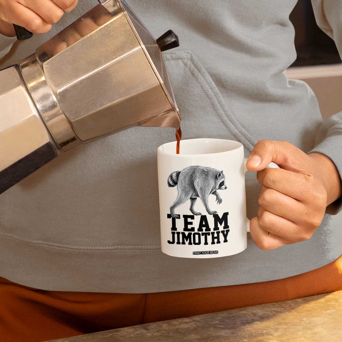 Team Jimothy Viral Seattle Raccoon Coffee Mug Vintage Trash Panda Meme Graphic TS02 Print Your Wear