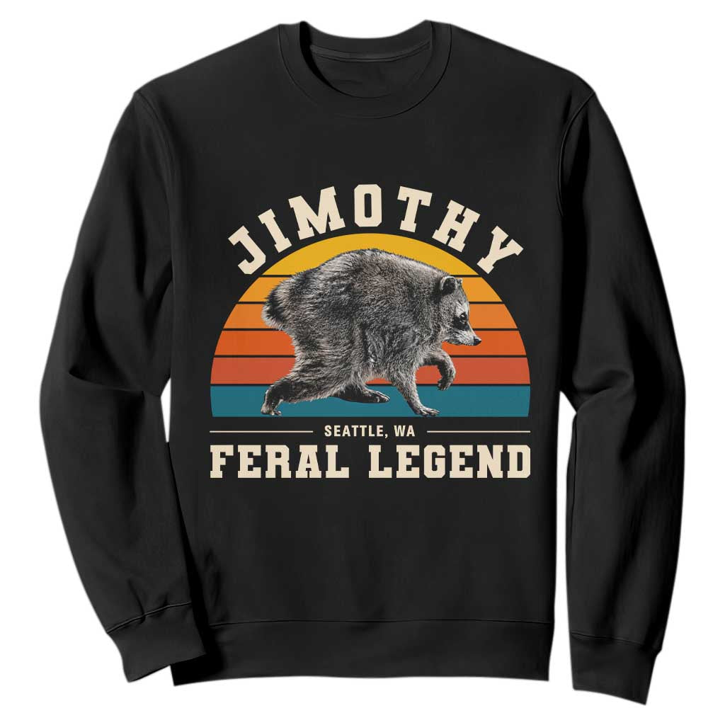 Jimothy from Seattle WA Feral Legend Raccoon Sweatshirt Viral Trash Panda Vintage Sunset Arch Graphic TS02 Black Print Your Wear