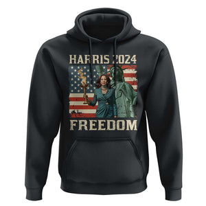 Kamala Harris 2024 Hoodie Freedom Madam President Lady Liberty Torch American Flag TS02 Black Print Your Wear