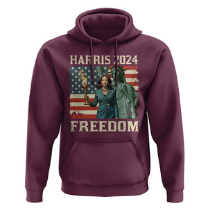 Kamala Harris 2024 Hoodie Freedom Madam President Lady Liberty Torch American Flag TS02 Maroon Print Your Wear