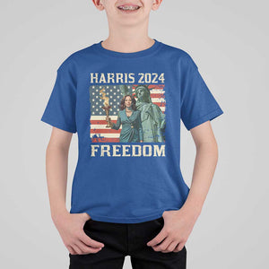 Kamala Harris 2024 T Shirt For Kid Freedom Madam President Lady Liberty Torch American Flag TS02 Royal Blue Print Your Wear