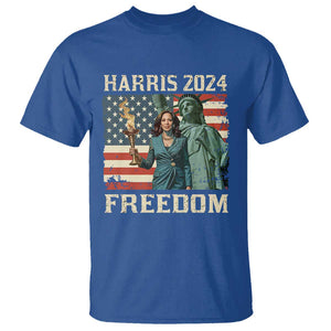 Kamala Harris 2024 T Shirt Freedom Madam President Lady Liberty Torch American Flag TS02 Royal Blue Print Your Wear