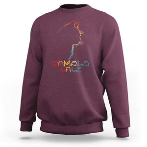 Kamala Walz Sweatshirt Funny Cat Lady Silhouette Positive Lettering TS02 Maroon Print Your Wear