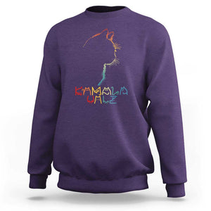 Kamala Walz Sweatshirt Funny Cat Lady Silhouette Positive Lettering TS02 Purple Print Your Wear