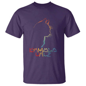 Kamala Walz T Shirt Funny Cat Lady Silhouette Positive Lettering TS02 Purple Print Your Wear