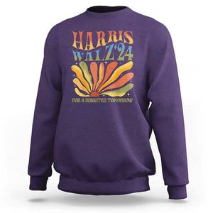 Harris Walz 2024 Sweatshirt For A Brighter Tomorrow Kamala Tim Retro Groovy TS02 Purple Print Your Wear