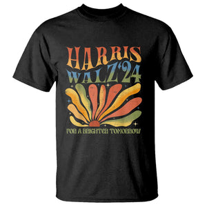 Harris Walz 2024 T Shirt For A Brighter Tomorrow Kamala Tim Retro Groovy TS02 Black Print Your Wear