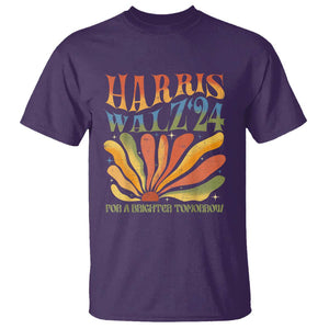 Harris Walz 2024 T Shirt For A Brighter Tomorrow Kamala Tim Retro Groovy TS02 Purple Print Your Wear