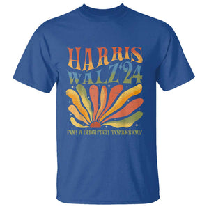 Harris Walz 2024 T Shirt For A Brighter Tomorrow Kamala Tim Retro Groovy TS02 Royal Blue Print Your Wear