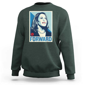 Kamala Harris Forward 2024 Sweatshirt Madam President 47th Graphic TS02 Dark Forest Green Print Your Wear