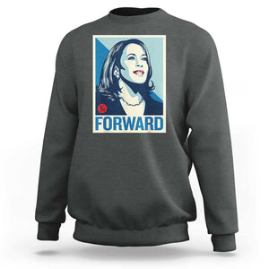 Kamala Harris Forward 2024 Sweatshirt Madam President 47th Graphic TS02 Dark Heather Print Your Wear