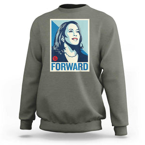 Kamala Harris Forward 2024 Sweatshirt Madam President 47th Graphic TS02 Military Green Print Your Wear