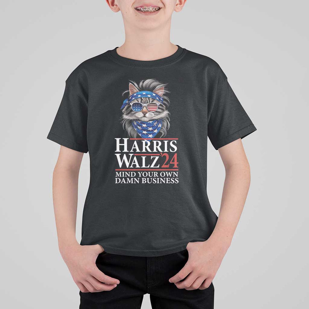 Funny Harris Waltz 24 T Shirt For Kid Mind Your Own Damn Business Cat Lady TS02 Black Print Your Wear