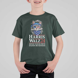 Funny Harris Waltz 24 T Shirt For Kid Mind Your Own Damn Business Cat Lady TS02 Dark Forest Green Print Your Wear