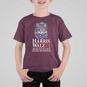 Funny Harris Waltz 24 T Shirt For Kid Mind Your Own Damn Business Cat Lady TS02 Maroon Print Your Wear