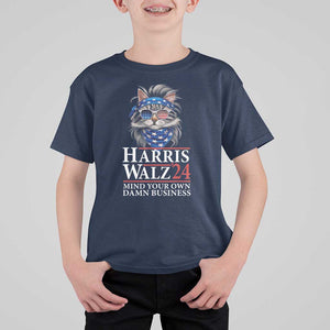 Funny Harris Waltz 24 T Shirt For Kid Mind Your Own Damn Business Cat Lady TS02 Navy Print Your Wear