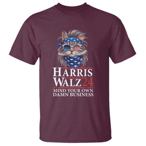 Funny Harris Waltz 24 T Shirt Mind Your Own Damn Business Cat Lady TS02 Maroon Print Your Wear