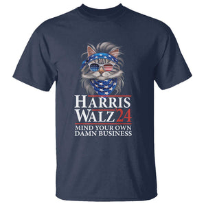 Funny Harris Waltz 24 T Shirt Mind Your Own Damn Business Cat Lady TS02 Navy Print Your Wear