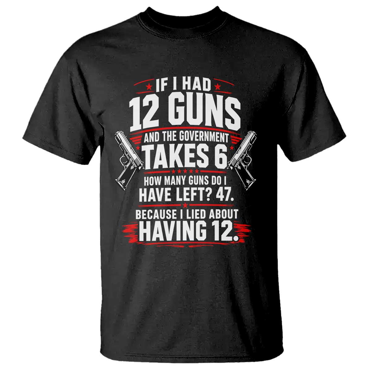 If I Had 12 Guns Government Takes 6  47 Left T Shirt Math Joke Sarcastic 2A Gun Rights