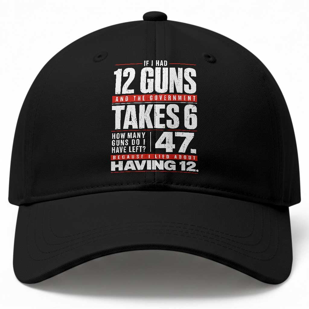 Funny 2A Math Word Problem Pro Gun Rights Baseball Cap 47 Guns Left Because I Lied About Having 12 TS02 Print Your Wear