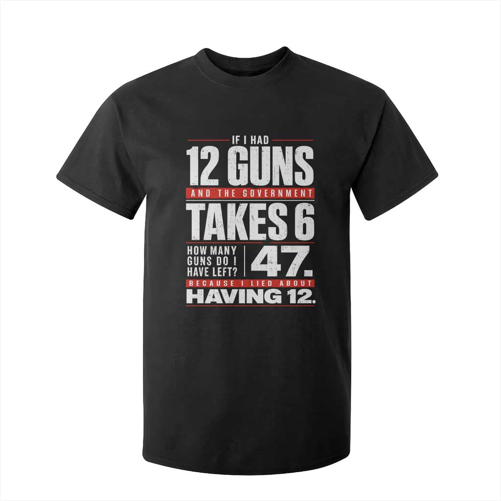 Funny 2A Math Word Problem Pro Gun Rights T Shirt For Kid 47 Guns Left Because I Lied About Having 12 TS02 Black Print Your Wear