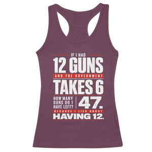 Funny 2A Math Word Problem Pro Gun Rights Racerback Tank Top 47 Guns Left Because I Lied About Having 12 TS02 Maroon Print Your Wear