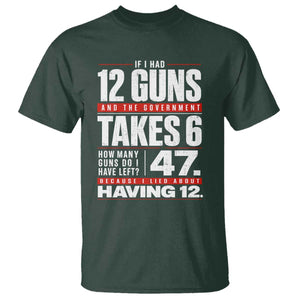 Funny 2A Math Word Problem Pro Gun Rights T Shirt 47 Guns Left Because I Lied About Having 12 TS02 Dark Forest Green Print Your Wear