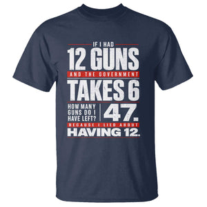 Funny 2A Math Word Problem Pro Gun Rights T Shirt 47 Guns Left Because I Lied About Having 12 TS02 Navy Print Your Wear
