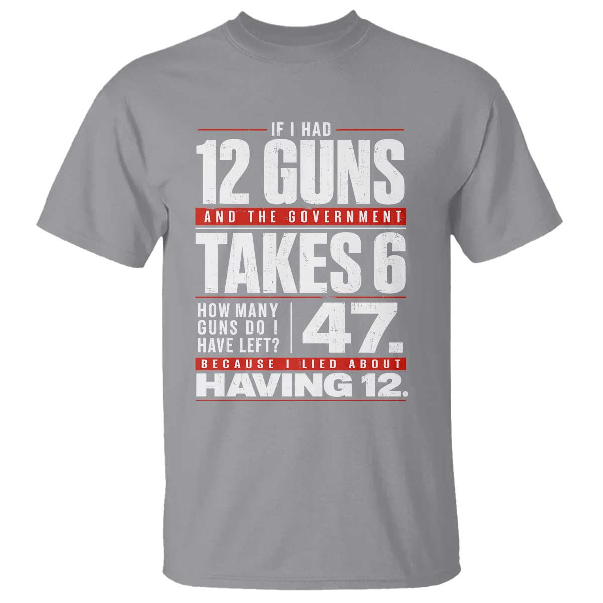 Funny 2A Math Word Problem Pro Gun Rights T Shirt 47 Guns Left Because I Lied About Having 12 TS02 Sport Gray Print Your Wear