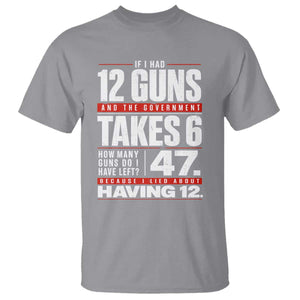 Funny 2A Math Word Problem Pro Gun Rights T Shirt 47 Guns Left Because I Lied About Having 12 TS02 Sport Gray Print Your Wear