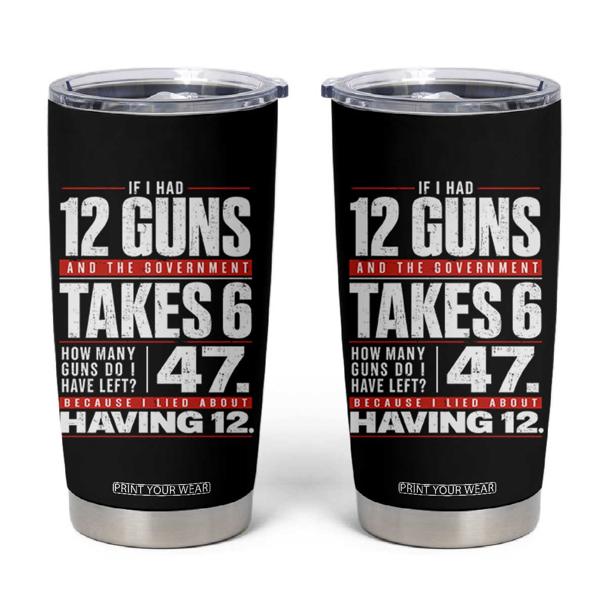Funny 2A Math Word Problem Pro Gun Rights Tumbler Cup 47 Guns Left Because I Lied About Having 12