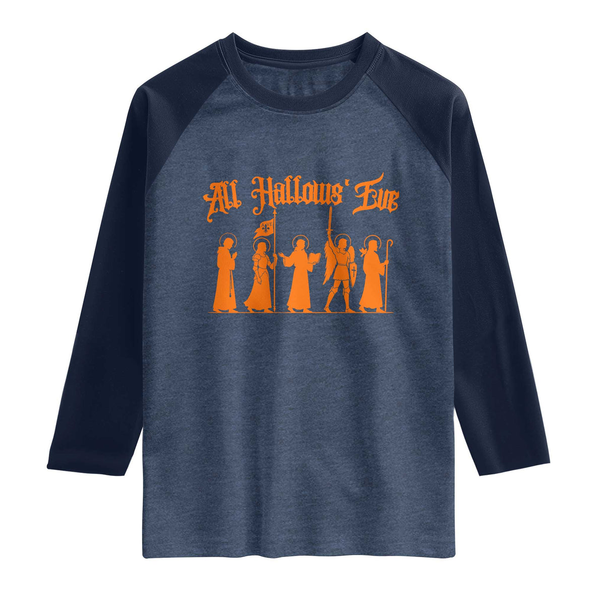All Hallows Eve Catholic Saints Raglan Shirt Traditional Faith Based Christian Halloween