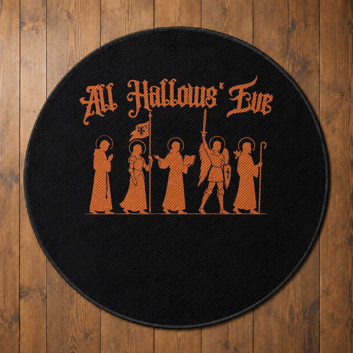 All Hallows Eve Catholic Saints Round Rug Traditional Faith Based Christian Halloween