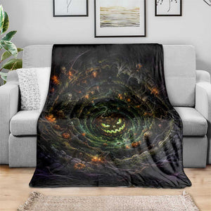 Evil Pumpkin Dungeon Shaft Vortex 3D Halloween Optical Illusion Throw Blanket