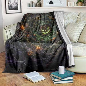 Evil Pumpkin Dungeon Shaft Vortex 3D Halloween Optical Illusion Throw Blanket